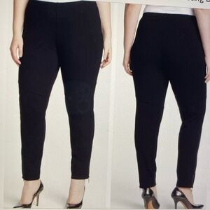 NWT Eileen Fisher slim ankle Pants Womens 3X Ponte knit Black Pull On Office